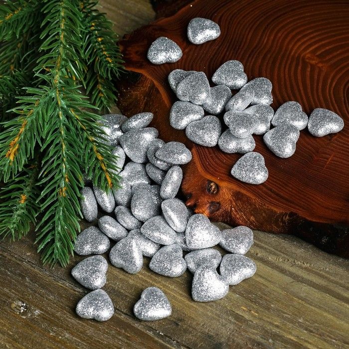 Фигурка для поделок и декора "Сердце", набор 50 шт., размер 1 шт. 1,5?1,5?0,5 см, цвет серебро фото 1 — PalitraMastera