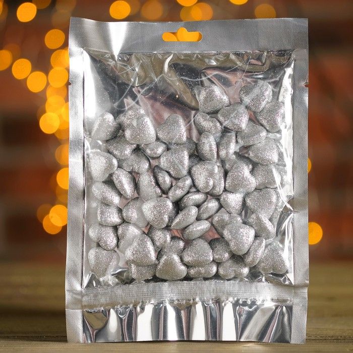 Фигурка для поделок и декора &quot;Сердце&quot;, набор 50 шт., размер 1 шт. 1,5?1,5?0,5 см, цвет серебро — PalitraMastera