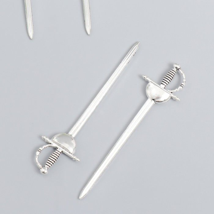 Декор для творчества металл "Шпага" серебро 1 шт 8,5х2,3 см  7880059 фото 1 — PalitraMastera