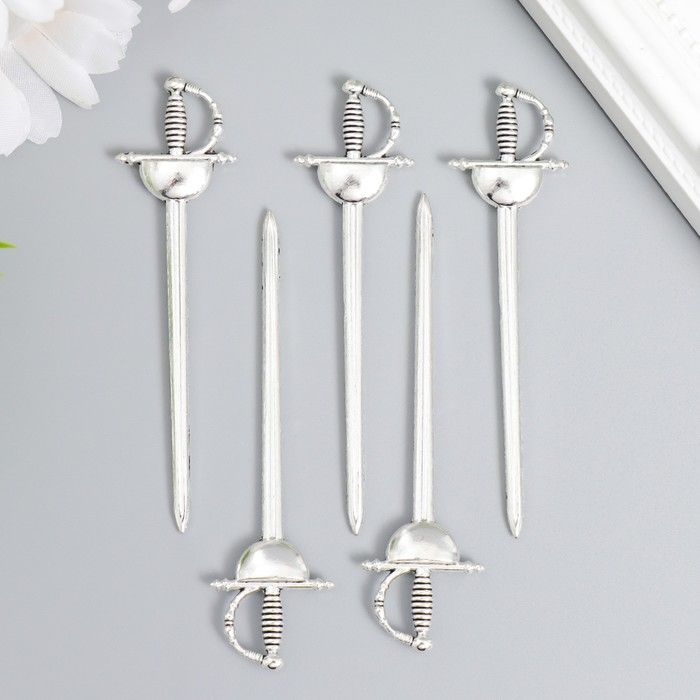 Декор для творчества металл &quot;Шпага&quot; серебро 1 шт 8,5х2,3 см  7880059 — PalitraMastera