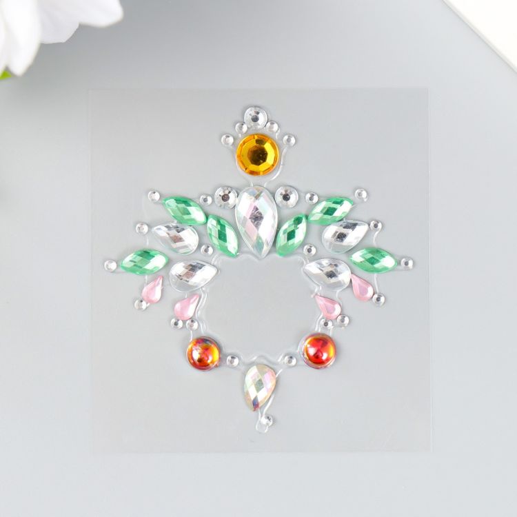 Наклейка пластик стразы "Украшение. Тиара" МИКС 5,6х6,2 см  9403337 &mdash; PalitraMastera