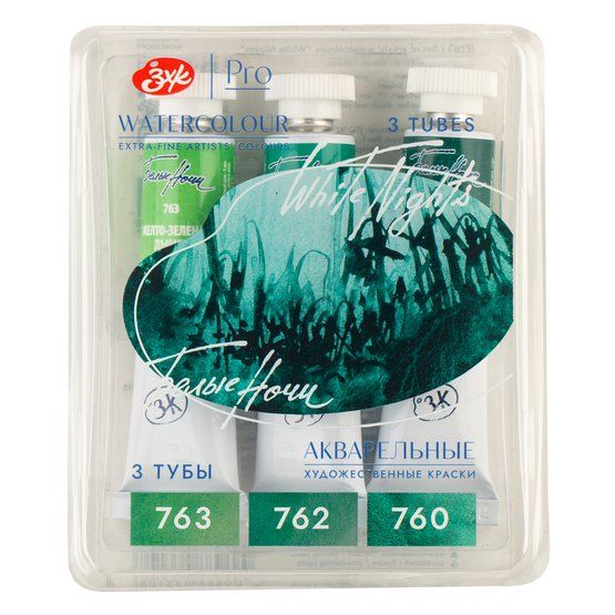 Белые Ночи Набор акварель Мох пластиковый коррекс, 3 тубы x10мл фото 1 — PalitraMastera