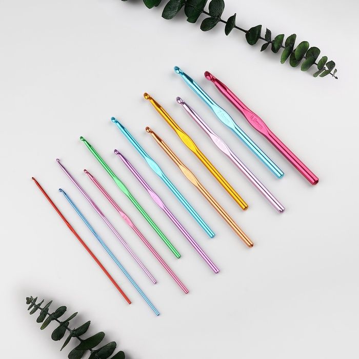 Крючок для вязания, d=2-8 мм, 14.5 см, ассорти, разноцветный 1 шт. — PalitraMastera