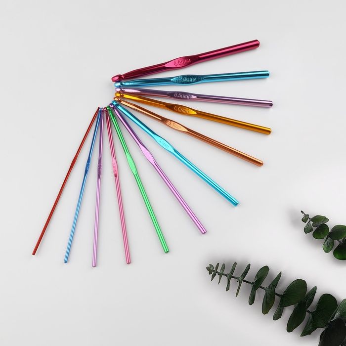 Крючок для вязания, d=2-8 мм, 14.5 см, ассорти, разноцветный 1 шт. — PalitraMastera