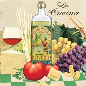 Салфетка для декупажа 33 х 33 см Оливковое масло, помидоры фото 1 &mdash; PalitraMastera
