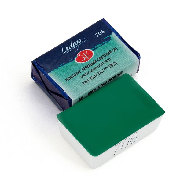 Ладога акварель кювета, 706 кобальт зеленый светлый (А) 2,5 мл — PalitraMastera