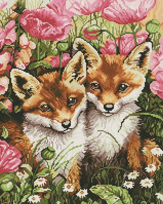 Алмазная мозаика GF 912 Лисички-сестрички 40*50 (на подрамнике) фото 1 &mdash; PalitraMastera