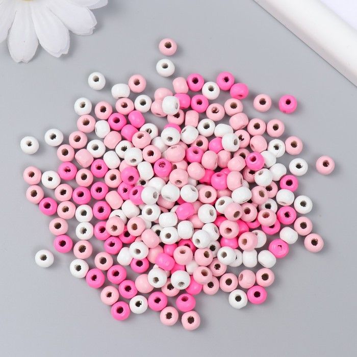 Бусины для творчества дерево "Шарики. Розовая пастила" набор 20 гр d=0,6 см  9359931 фото 1 &mdash; PalitraMastera