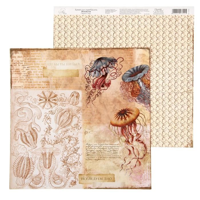 Бумага для скрапбукинга Одиссея &quot;Медузы&quot; 29.5 х 29.5 см 180 г/м   1197800 — PalitraMastera