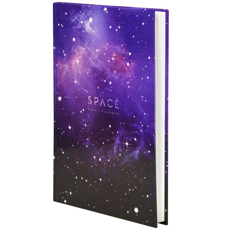 Ежедневник А5 недат. LITE КОСМОС 128 л. лин. дизайн тв. обл. 7БЦ, гл. лам. &mdash; PalitraMastera