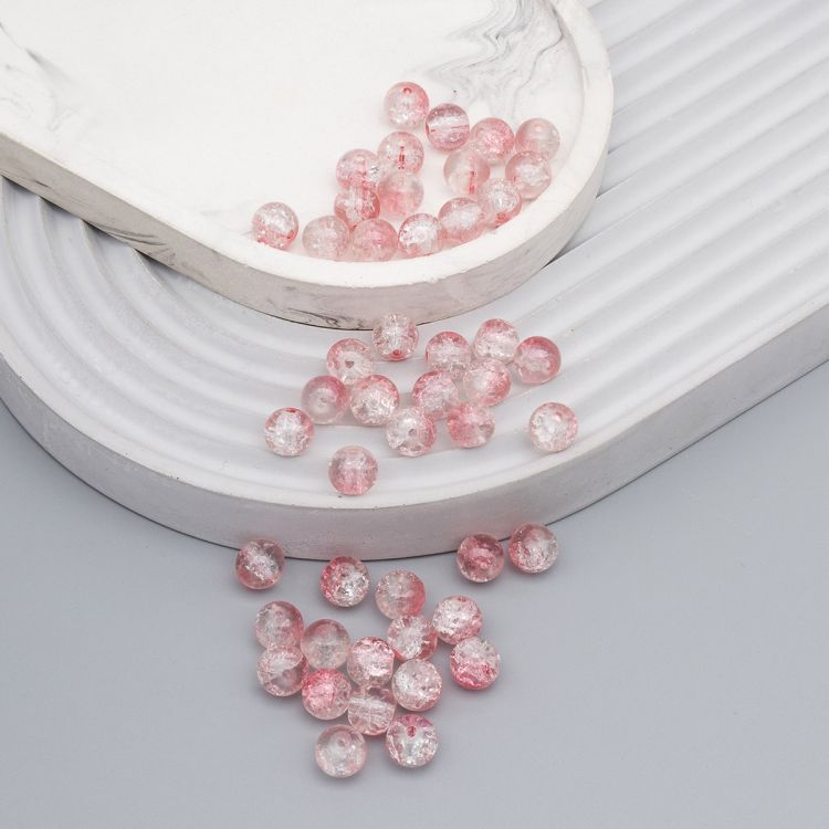 1301138 Бусины стеклянные 'Кракле' 8мм, упак/46шт., Astra&amp;Craft (SY 24 градиент прозрачный/розовый) &mdash; PalitraMastera