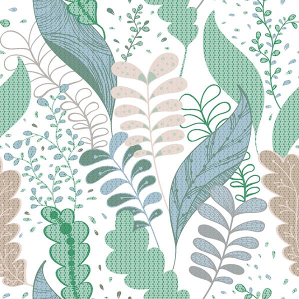 Салфетки - трехслойные, Daisy, разные листья в пастельных тонах — PalitraMastera