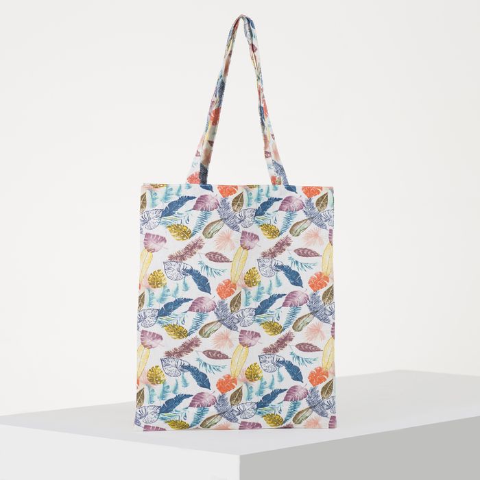 Сумка-шопер Листья , без подкладки, цвет белый фото 1 — PalitraMastera