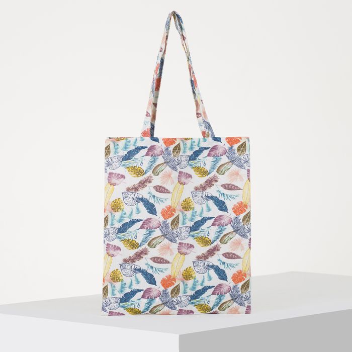 Сумка-шопер Листья , без подкладки, цвет белый — PalitraMastera