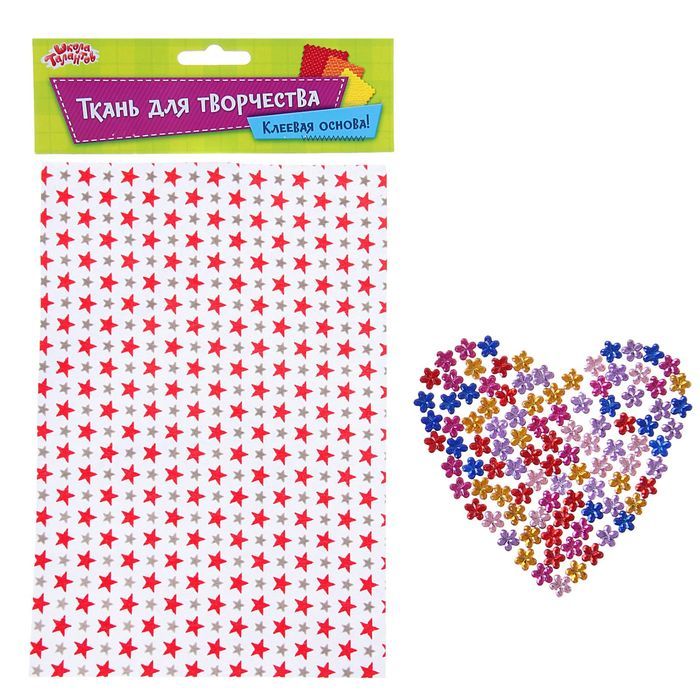 Ткань на клеевой основе для декорирования №273, 21*14,5 см + стразы 5 г — PalitraMastera