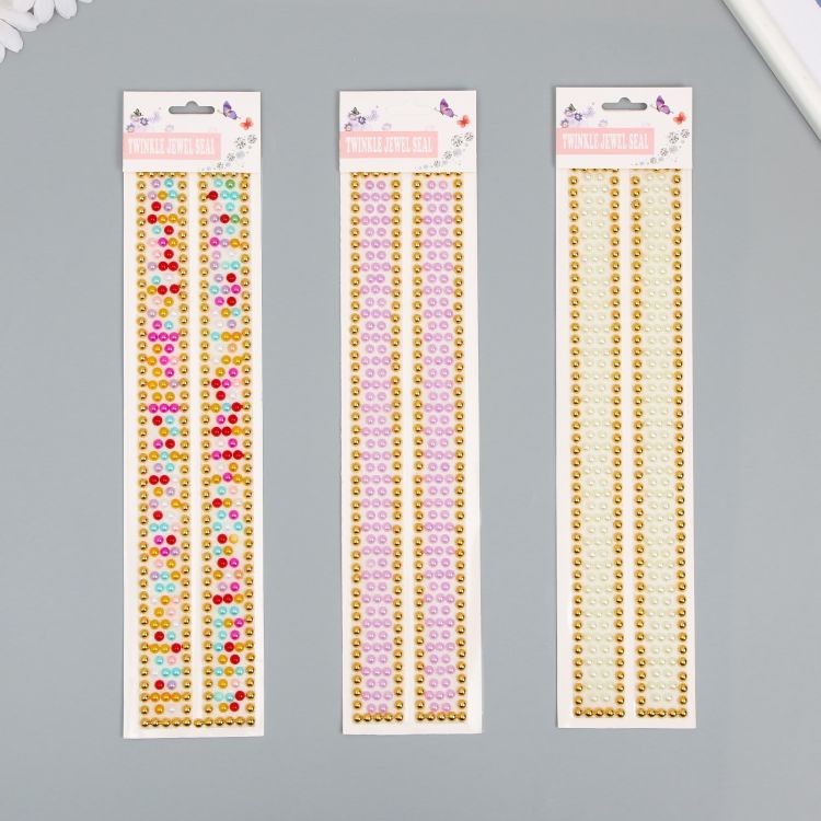 Наклейка пластик стразы "Стразы с микробисером" МИКС 31,5х6,7 см  9884188 &mdash; PalitraMastera