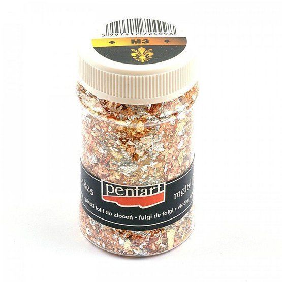 Pentart Поталь, хлопья, 100 мл, ассорти М9, золото фото 1 — PalitraMastera