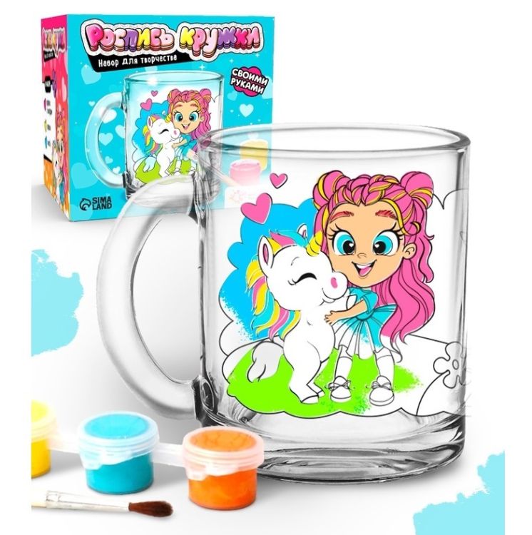 Кружка раскраска под роспись «Принцесса и единорог», набор для творчества &mdash; PalitraMastera
