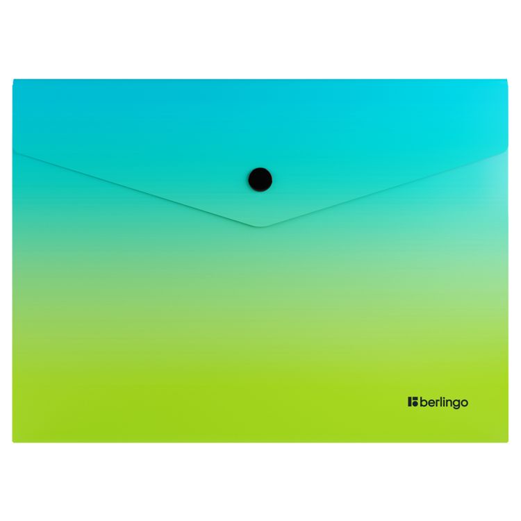 Папка-конверт на кнопке Berlingo &quot;Radiance&quot;, А5, 180мкм, голубой/зеленый градиент — PalitraMastera
