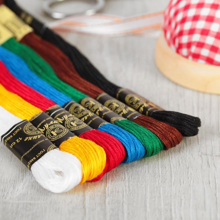 Набор ниток мулине «Школьный», 10 ± 1 м, 7 шт, хлопок 100%, цвет МИКС — PalitraMastera