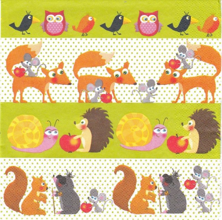 Салфетка для декупажа 33 х 33 см Осенние друзья АКЦИЯ!!! — PalitraMastera