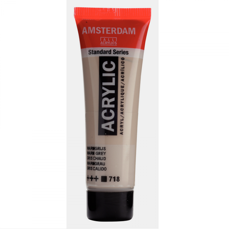 Краска акриловая Amsterdam туба 20мл №718 Серый теплый — PalitraMastera