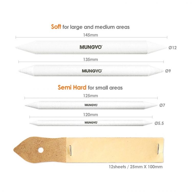 Набор растушевок 4 шт + наждачная бумага для заточки карандашей — PalitraMastera