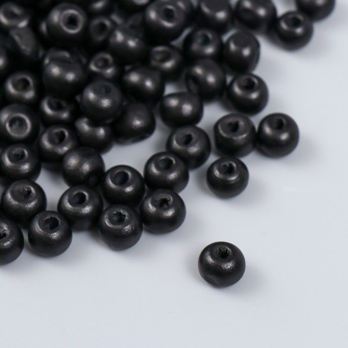 Бусины для творчества дерево "Чёрный" d-0,8 см, набор 20 гр  9438181 &mdash; PalitraMastera