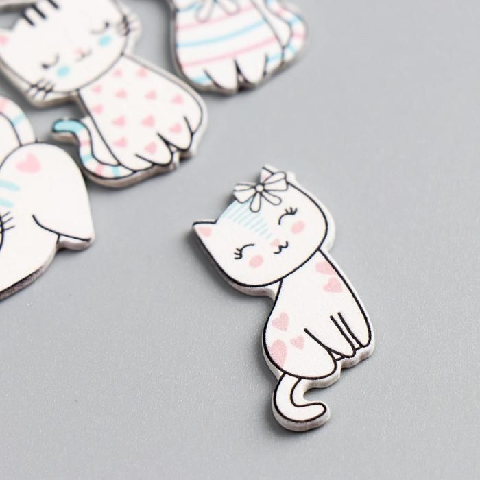 Декор для творчества дерево &quot;Милые кошечки&quot; набор 10 шт 2,7х1,7 см  5097758 — PalitraMastera