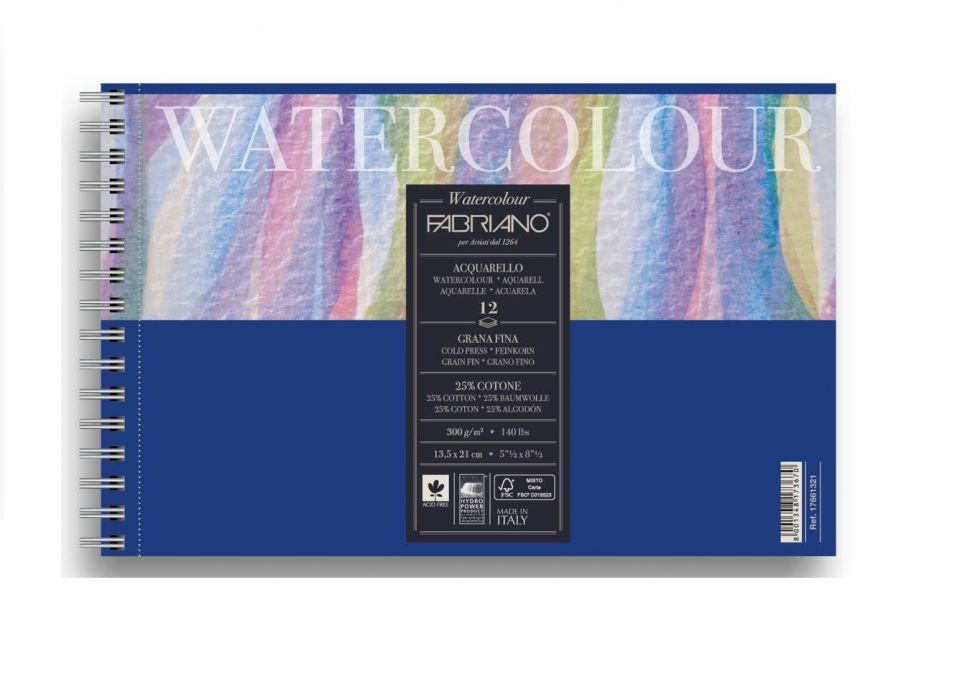 Альбом для акварели Watercolour Studio 300г/м.кв (25%хлопок) 13,5x21см Фин 12л спираль по короткой стороне фото 1 — PalitraMastera