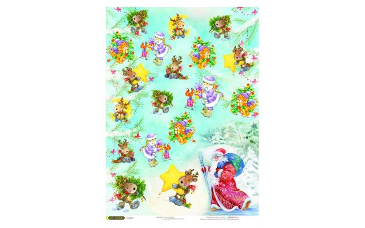 Рисовая бумага для декупажа &quot;Новогодние олени&quot; Craft Premier, А4, 25г/м, CPD0677-1 — PalitraMastera