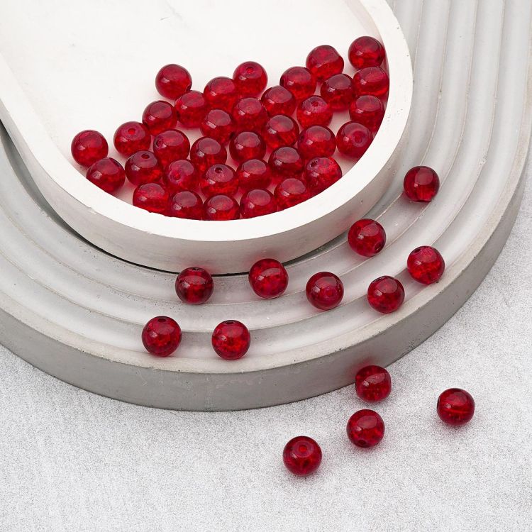 1301138 Бусины стеклянные 'Кракле' 8мм, упак/46шт., Astra&amp;Craft (1 красный) &mdash; PalitraMastera