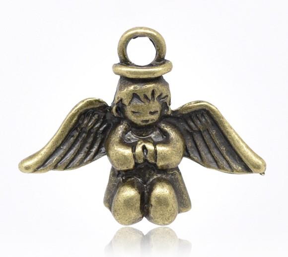 Подвеска &quot;Ангелочек сидящий&quot; 26x21mm (под античную бронзу) — PalitraMastera