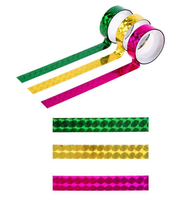 Клейкая лента декоративная голографическая, набор из 12-ти шт МИКС цветов фото 1 — PalitraMastera