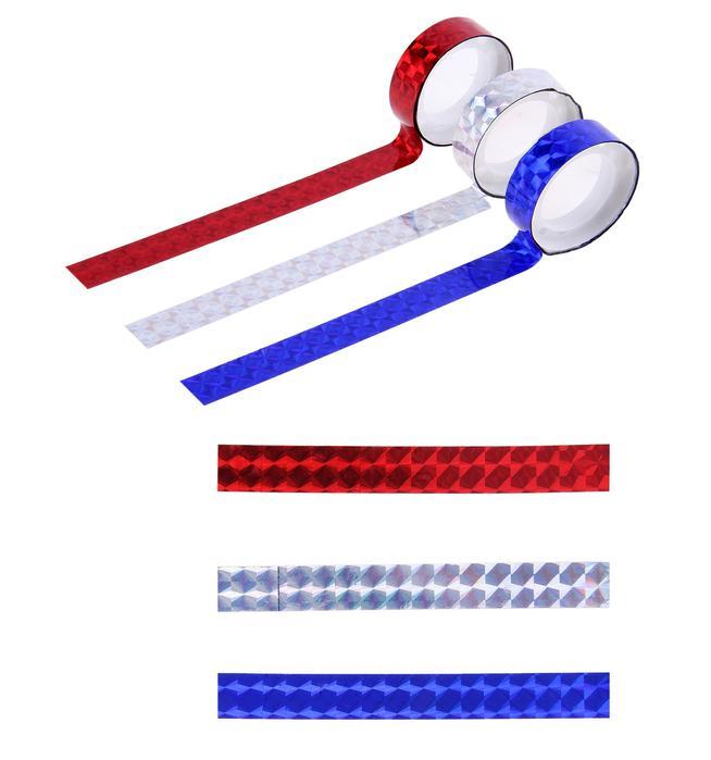 Клейкая лента декоративная голографическая, набор из 12-ти шт МИКС цветов — PalitraMastera