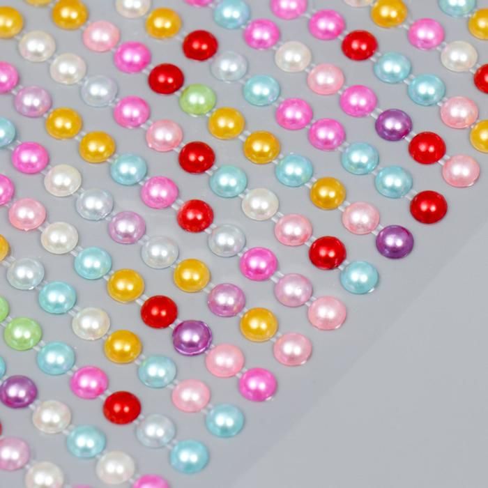 Наклейка пластик "Стразы цветные перламутровые" МИКС d-0,6 см 10х22,5 см 890340 &mdash; PalitraMastera