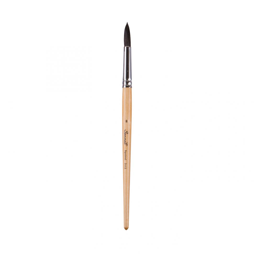 Белка микс круглая, короткая ручка пропитанная лаком Сонет №08  (211208) фото 1 — PalitraMastera