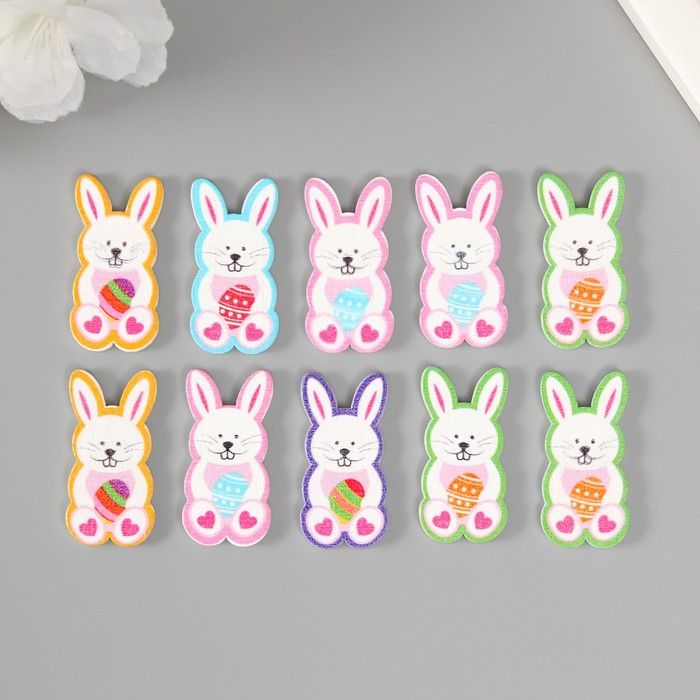 Декор для творчества дерево "Кролик с яйцом" 1 шт из набора МИКС 4х1,8 см 2757348 фото 1 — PalitraMastera