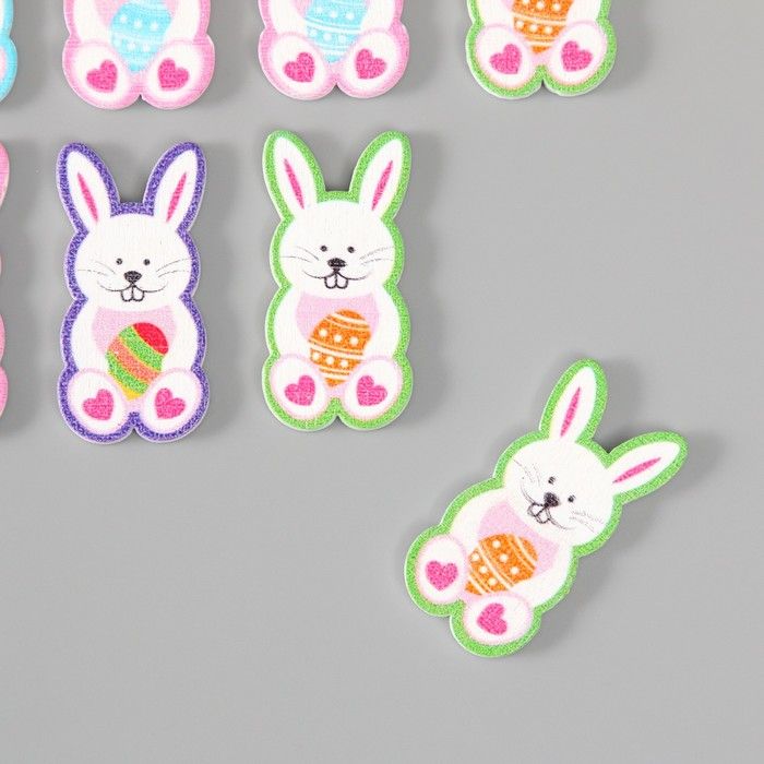 Декор для творчества дерево &quot;Кролик с яйцом&quot; 1 шт из набора МИКС 4х1,8 см 2757348 — PalitraMastera