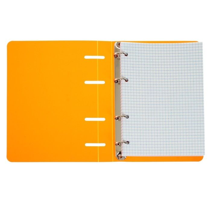 Тетрадь на кольцах A5 80 листов в клетку Calligrata, пластиковая обложка, блок офсет, оранжевая — PalitraMastera