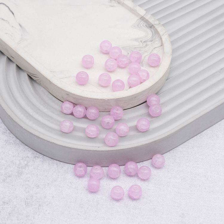 1301137 Бусины стеклянные 'Нефритовое кракле' 8мм, упак/34шт., Astra&amp;Craft (6 лиловый) &mdash; PalitraMastera