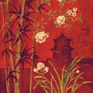 Салфетка для декупажа 33 х 33 см Пагода на красном фоне АКЦИЯ!!! — PalitraMastera