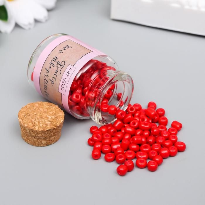 Бисер круглый 6/0 в бутылочке &quot;Алый&quot; 20 гр  6075112 — PalitraMastera