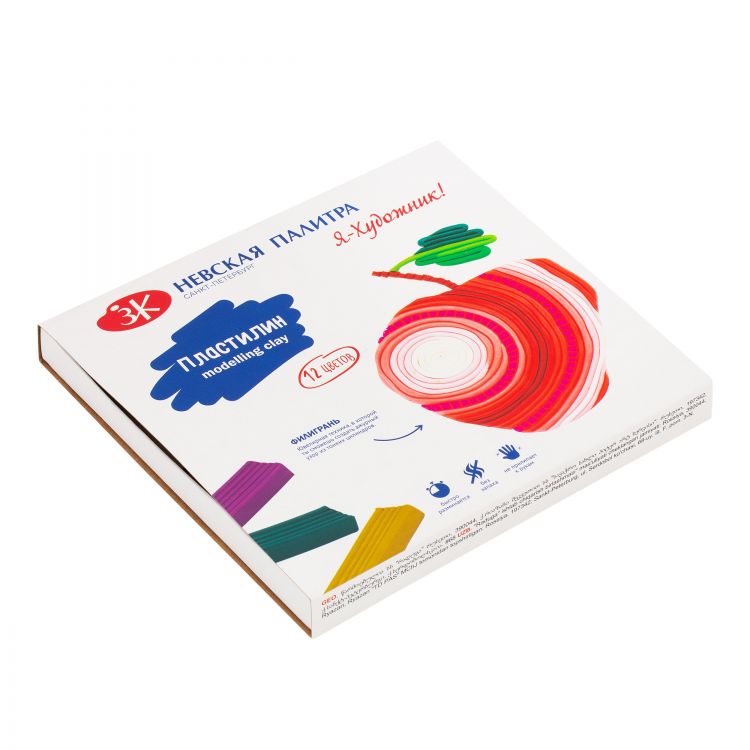 Я - Художник! Набор пластилина детского классического со стеком, 240 г, 12 цветов — PalitraMastera