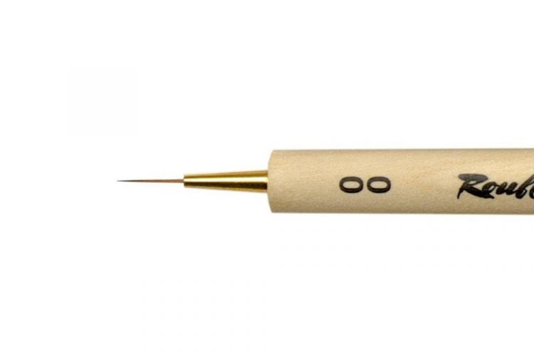 Кисть Миниатюра Синтетика имитация колонока лайнер, ручка скошенная утолщенная с чернм кончиком №00 — PalitraMastera