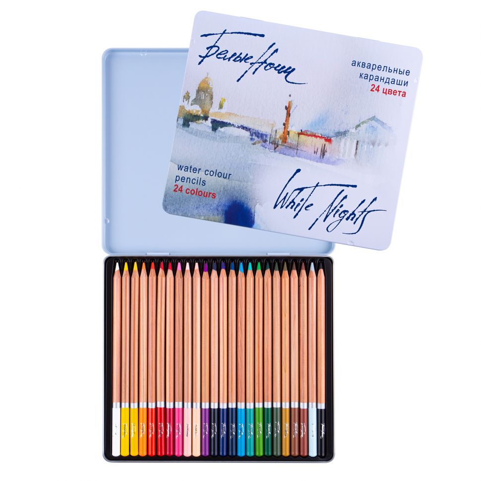 Набор акварельных карандашей 24цв Белые Ночи, в жестяном пенале--- фото 1 — PalitraMastera
