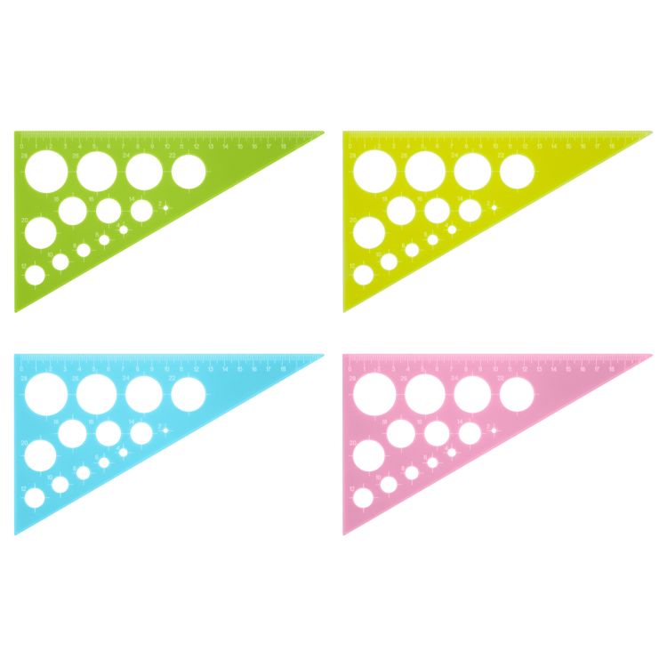 Треугольник пластиковый 30*19 см ПИФАГОР, с окружностями, прозрачный, тонированный, 210793 &mdash; PalitraMastera