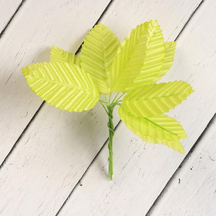 Декор для творчества &quot;Лист березы&quot; светло-зелёный (1 набор=1 букету) в букете 10 шт  2902526 — PalitraMastera