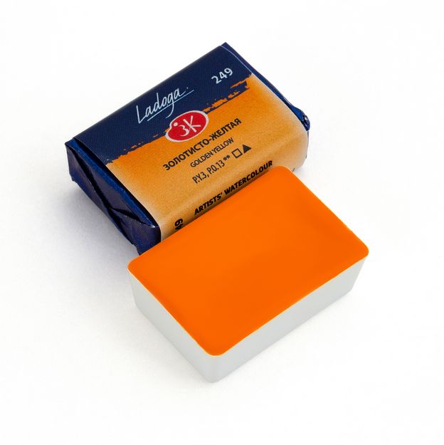 Ладога акварель кювета, 249 золотисто-желтая акварель 2,5 мл фото 1 — PalitraMastera