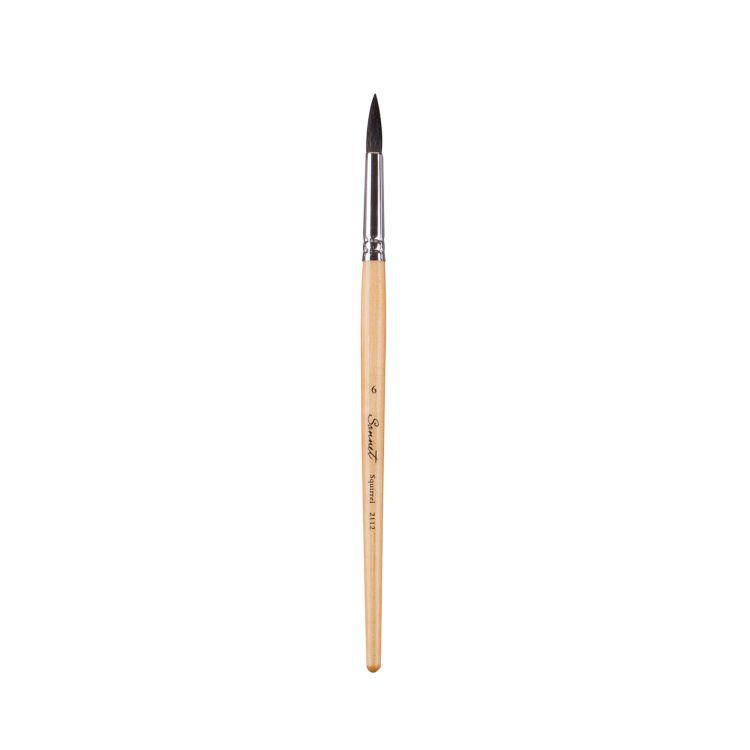 Белка микс круглая, короткая ручка пропитанная лаком Сонет №06  (211206) — PalitraMastera